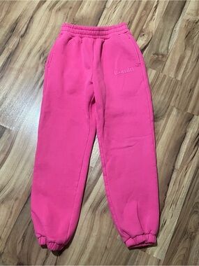 Comfrt Pink Fleece Joggers Sweatpants Cuffed Hem Lounge Pants Size S